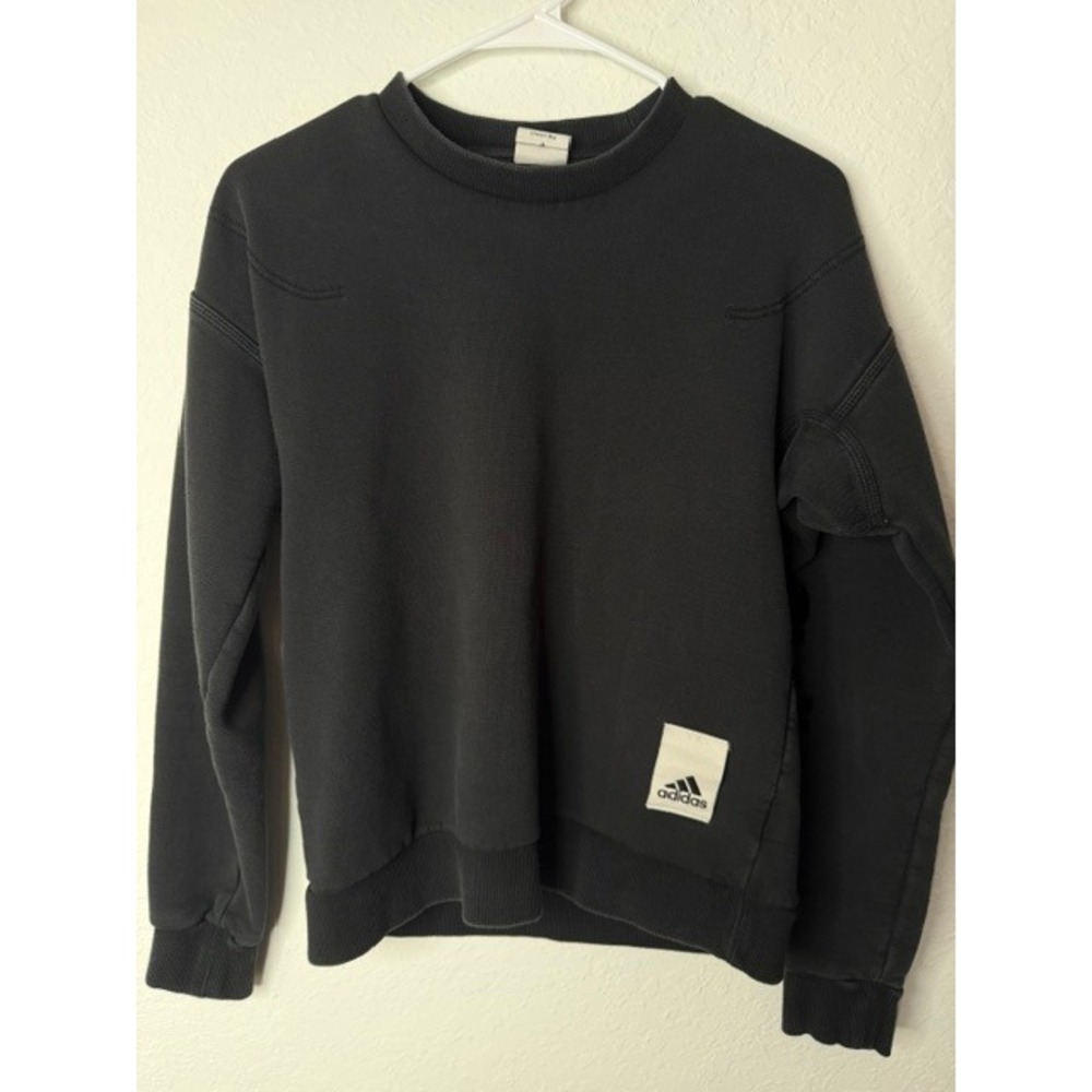 Adidas Sportswear Crewneck Sweatshirt Gray Graphic Sleeve Pullover Mens Small